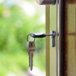 Key in a wooden door